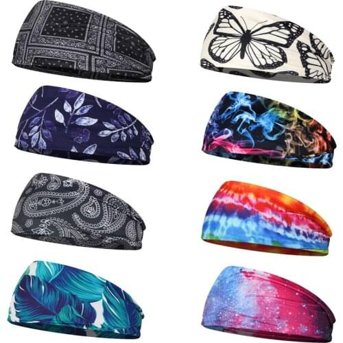 Unisex Elastic Headband Print Turban Headwrap Sports Yoga Hairband Outdoor Gym Sweatband Fitness Running Bandage Hair Band