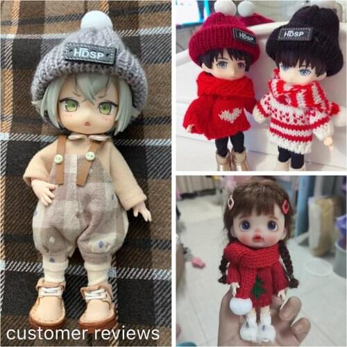 Obitsu11 clothes Knitted wool hat and scarf OB11 GSC bjd dolls Winter hat clothes