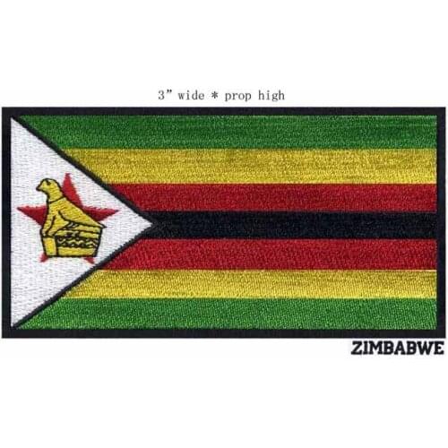 100% high quanlity ZIMBABWE embroidery flag patch black border 3" wide goods for sewing