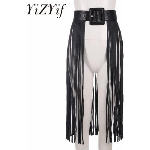 New Spring Summer PU Leather Long Tassel Brief Personality Girdle Decoration Belt Women Fashion Tide All-match Fringe Waist Belt
