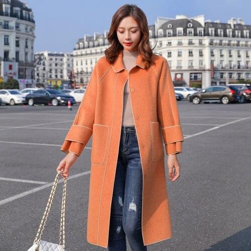 New Luxury clothes long coat female Autumn winter clothing Double-sided cashmere Outerwear Raglan sleeves woolen coats female