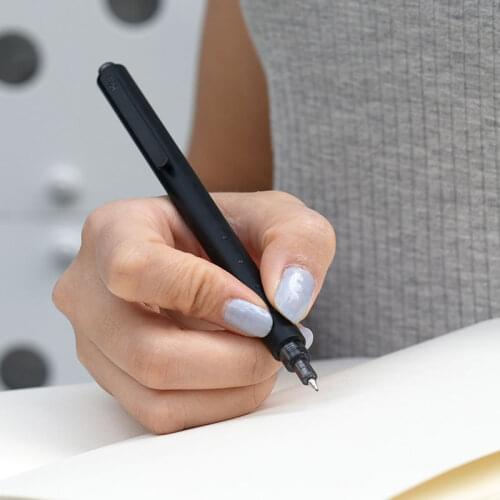 KACO GREEN ROCKET Simple White Black Pen Body Gel Pens 0.5mm Clip Fast Dry Sign Pen Gel-ink Stationery Black Ink pen 1PCS