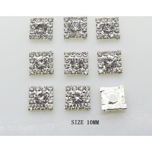 New 10pcs/lot 10mm Square Diamante rhinestone buttons flat back Embellishment Wedding Decoratio button