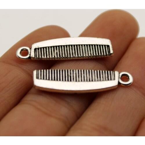 20pc Wholesale Price Comb Charms 7*16mm Antique Silver Plated Pendant For Handmade Jewelry Accessories