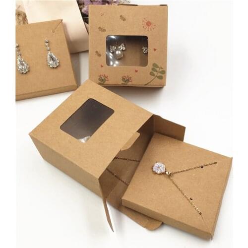 24Set Fashion Jewelry Paper Boxes With PVC Window Neckace Gift Boxes Paper Pendant Displays Packaging Boxes
