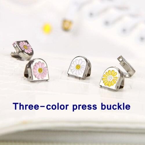 4pcs/set Daisy push Button Shoelace Buckle Diamond Metal Push button shoes Lock Buckle For Flats Shoelace lock DIY Sneaker Kits