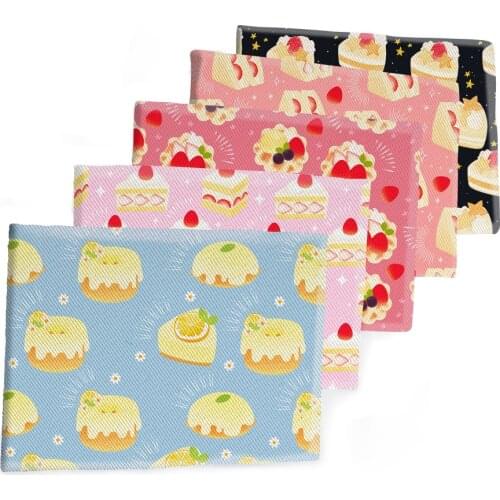 50*145cm Cake Dessert Food Pattern Twill Fabric Printed DIY Sewing Fabric for Clothes Textiles