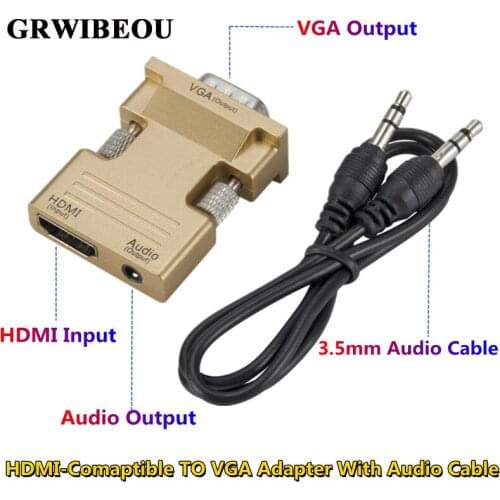 HDMI-Compatible to VGA Adapter Female to Male Digital To Analog 1080P HDMI TO VGA Audio Video Converter for PC TV Projector