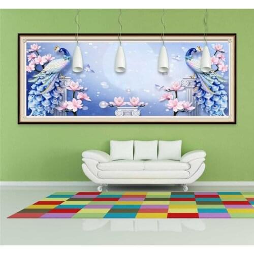 5D DIY Diamond Embroidery Peacock Animals Full Drill Scenery Flower Diamond Painting Landscape Art Crystal Craft Decor Gift