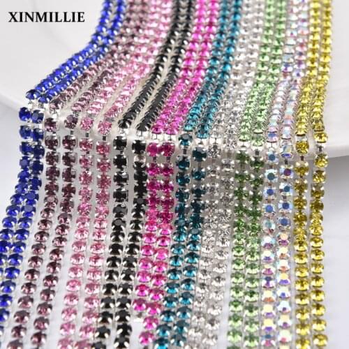 5Meter/10Meter Rhinestone Cup Chain SS16 4mm Stone And Crystal Trimming Wedding Decoration Sewing For Clothes DIY Accessories