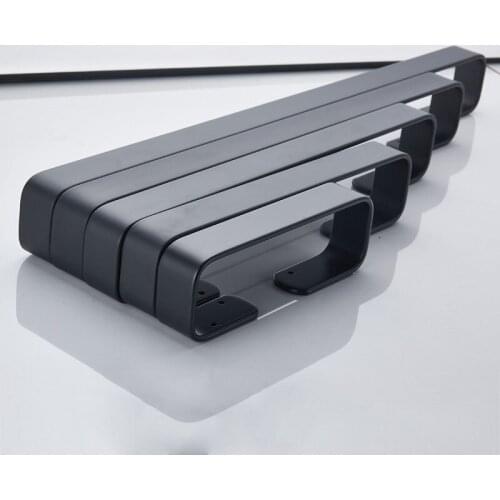 Black 304 Stainless Steel European Towel Bar Space Wall Mounted bracket Washroom Rack Hanging Holder Furniture Accessory 1pcs