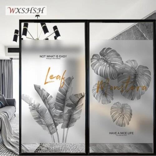 Custom Size Electrostatic Glass Film Tropical Plants Pattern Explosion-Proof Reusable Window Foil For Bathroom Bedroom Kitchen