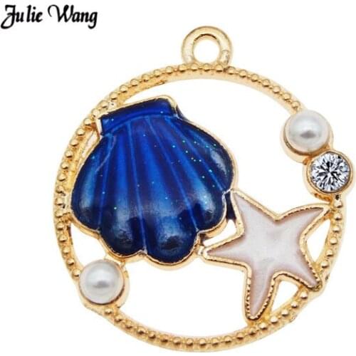 6pcs Enamel Charms For Earrings Sea Shell Star Cute DIY Keychain Jewelry Findings Necklace Green Blue Orange Summer Jewelry DIY