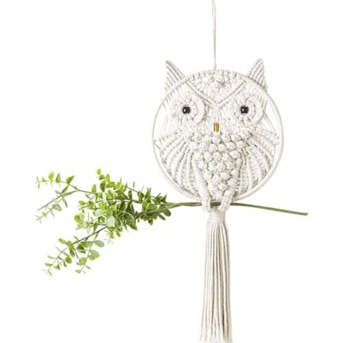 European Retro Style Cotton Rope Handwoven Owl Wall Hanging Ornaments Tapestry Home Decoration Accessories Bedroom Decor