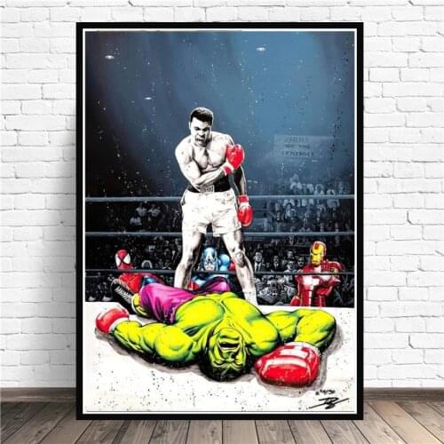 Canvas Painting Poster and Prints Wall Art Pictures for Living Room No Frame Room Decor Funny Marvel Graffiti Boxer VS Hulk