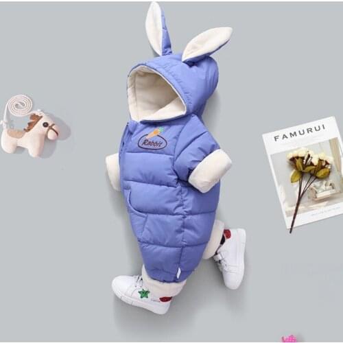 Winter Snowsuit Warm Down Jumpsuit Baby Boys Girls Cotton Romper Windproof Puffer Romper