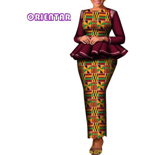 2021 2 Pieces Women Set Traditional African Clothing Women Party Dress Skirts Set Custom Made Dashiki Tops + Skirts WY8780