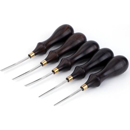 Sandalwood Leather Edge Beveler Edge Skiving/Polishing Tool High Carbon Steel Leathercraft DIY Tools 0.6/0.7/1.3/1.8/2.25