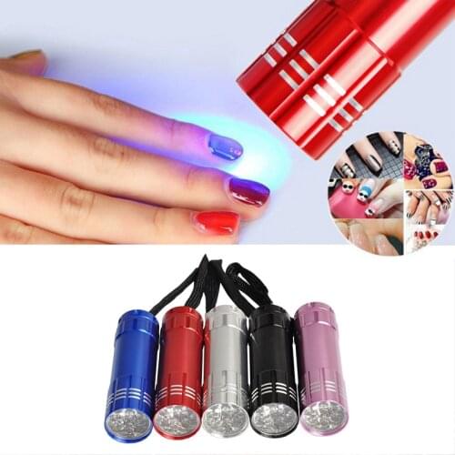 Mini 9 LED Flashlight Nail Dryer UV Gel Varnish Lamp Portable Nail Single Finger 30s Fast Drying Manicure Nail Art Home Use Tool