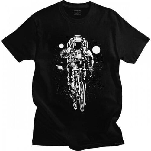 Fashion MTB Astronaut Cyclist T Shirt for Men Short Sleeved Mountain Bike Bicycle Cycling Biking T-shirt 100% Cotton Tee Merch
