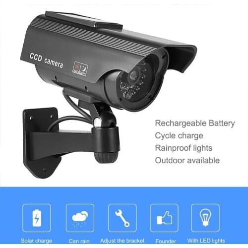 Dummy Solar CCTV Camera Hoge Simulatie Fake Camera Led Rood Licht Knipperen Outdoor Home Security Surveillance Camera