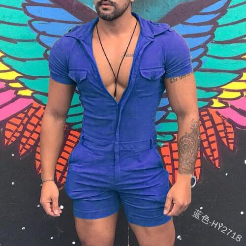 Summer Slim Fit Shirt Mens Short Sleeved Shorts Jumpsuit Fashion Large Size Men Vest
