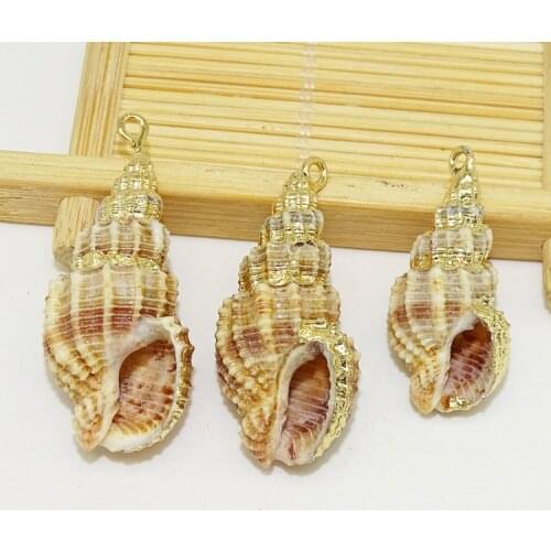New 10pcs Elegant White Shell Pendants With Virgin Conch Shell Shape Metal Plated Female Jewelry