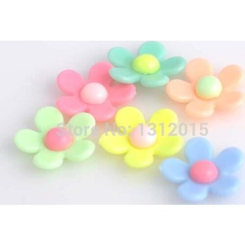 Wholesale Acrylic lucky Color charm flower Beads Fit DIY Jewelry 18mm 30pcs XY114
