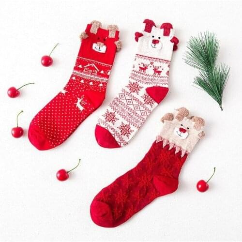 PEONFLY Cartoon funny happy novelty Socks women female colorful Adult Christmas Canister Pure Cotton kawaii hosiery 3PAIRS/LOT