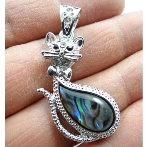 Natural Paua Abalone Shell Cat Bead Pendant Alloy Jewelry making necklace for Women Vintage Jewelry Friendship Gifts F2
