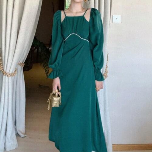 Retro Casual Elegant Dress Women Beach Outing Slim Vintage Dress Female Japanese High Waist Party Sexy Midi Sweet Dress Sundress