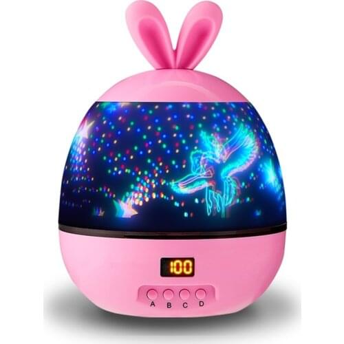 Fluorescent Rabbit Timing Starry Skylight Projector Romantic Rotating Gypsophila Christmas Led Baby Night Light