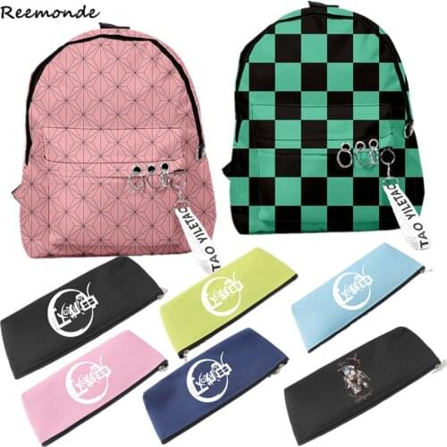 Demon Slayer: Kimetsu no Yaiba Backpack Canvas Bag Kamado Tanjirou School Bags Girls Mochila Feminina Travel Notebook Bag Boy