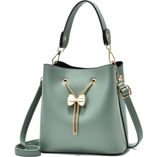 Ladies Fashion Bucket Hand Bags Pu Leather 2021 Summer Women Vintage Business Casual Travel Mobile Shoulder Messenger Bag