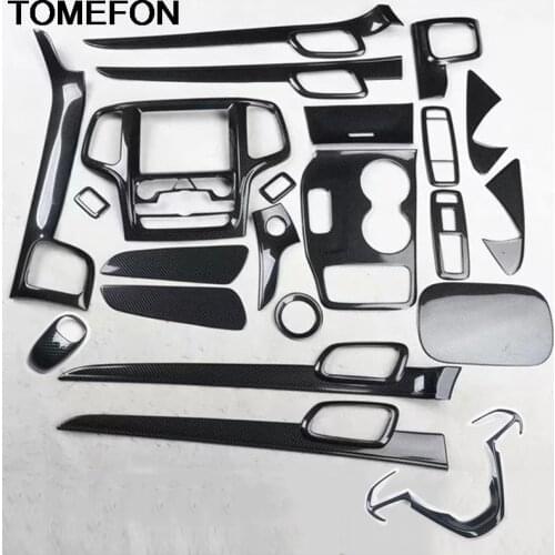 TOMEFON For Jeep Grand Cherokee 2014 2015 ABS Carbon Inner Handle Panel AC Vent Door Window Switch Botton Interior Exterior Trim