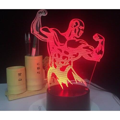 Gym Fitness Man 3D Hologram Lamp 7 Colorful Touch Control Switch Lamp 3D Lamp Acrylic Panel USB 3AA Battery LED Light Dropship