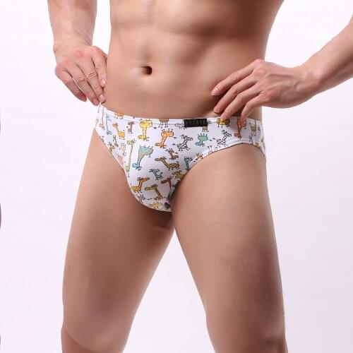 Mens Underwear Briefs Sexy Male Panties Gay Mens Bikini Super Soft Brief Cotton Cute Cartoon Printed Briefs Low Rise Underpants