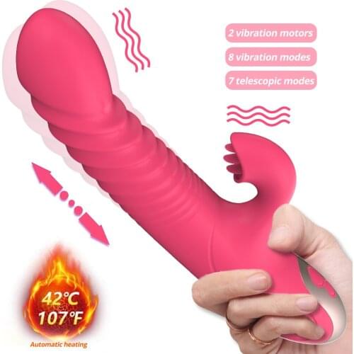 Vibrators For Women Clitoris Vagina Powerful Dual Motor Vibration Telescopic Swing Silica Gel Female Intimate Goods Sexy Sex Toy