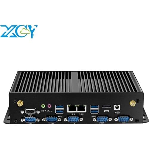 XCY Industrial Mini PC Intel Core i7 5500U Dual Gigabit Ethernet WiFi RS232 RS485 HDMI VGA 8xUSB 3G/4G LTE Windows Linux Fanless