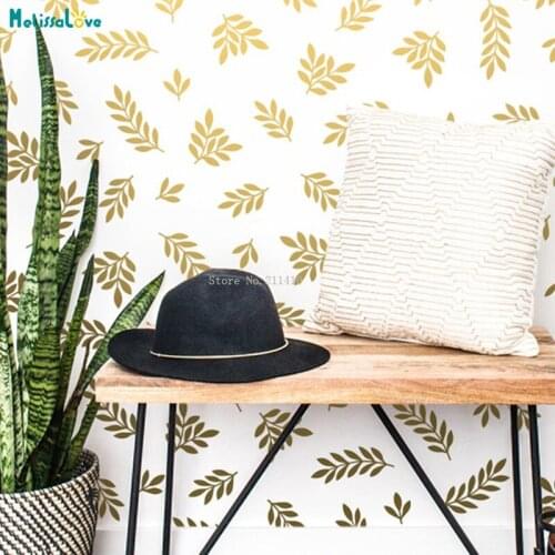 Gold Floral Wall Stickers Home Decoration Living Room Exquisite Creates Artistic Atmosphere Nursery DIY Decals Gift YT5069