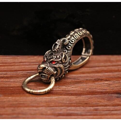 1/2pcs 61mm brass keychain mens personality creative pure copper key buckles pendant key chain DIY accessories