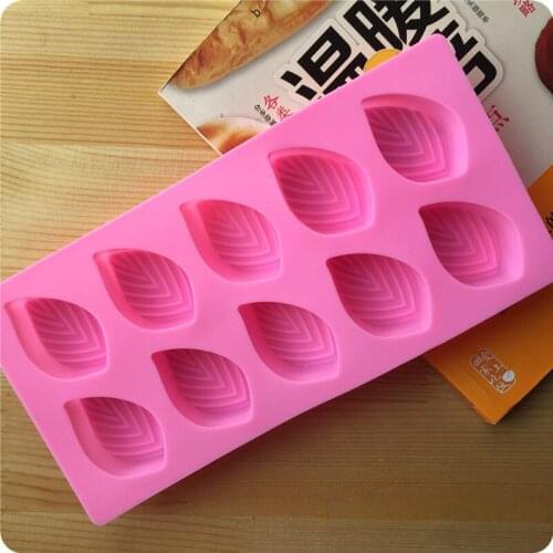 1pc Silicone Baking Mold 10 holes Leaf Cake Chocolate Mold Soap Mold Cake Decorating Tools