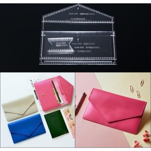 1set 16.5*10.4*1cm DIY leather craft sewing pattern women Envelope wallet Clutch bag Acrylic template set