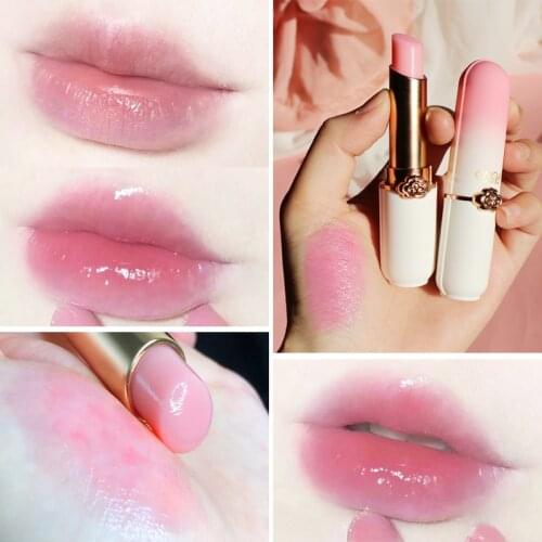 1 Pcs Vitality Color Lipstick Peach Girl Crystal Temperature Change Lip Balm Diminishes Lip Lines Color Change Lipstick TSLM1