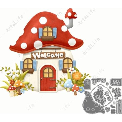 2021 New Metal Cutting Dies Mushroom House Stencils for Making Scrapbooking DIY Album Festival Cards Embossing Cut Die Family
