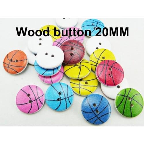 25PCS 20MM basketball design painting wooden buttons coat boots sewing clothes accessories MCB-006