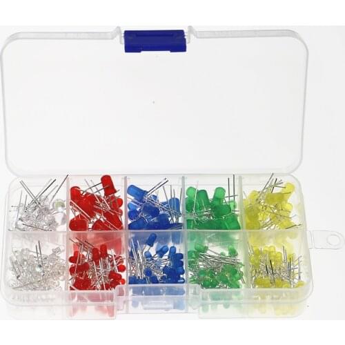 300Pcs/box 10Values 3mm 5mm High Brightness LED Diode Assortment Kit Red Green Yellow Blue White