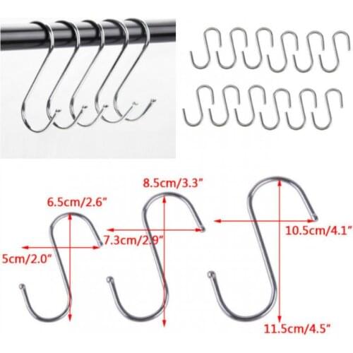 5pcs Stainless Steel S-Shape Hook Kitchen Bedroom Multi-function Railing S Hanger Hook Clasp Holder Hooks Hanging Storage Tools