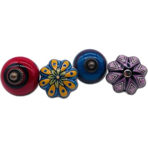 6x Distinctive Hand Painted Ceramic Cabinet Handles 40mm Dia Furniture Cabinet Knobs and Handles Pull for Cupboard Door Hardware