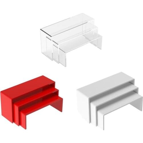 Acrylic Transparent Display Stand Detachable 3 Tiers Ladder Steps Shelf Rack For Doll Toys Plataform Step Desktop Organizer